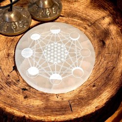 Rund Selenitplade med Mnefaser  10,5 x 1,5 cm
