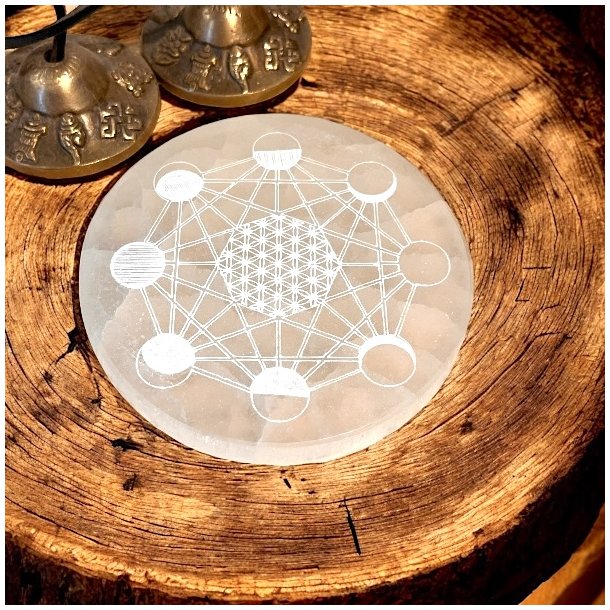 Rund Selenitplade med Mnefaser  10,5 x 1,5 cm
