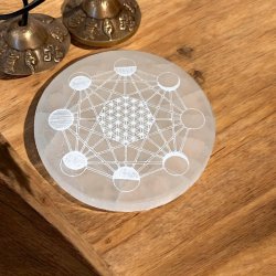 Rund Selenitplade med Mnefaser  10,5 x 1,5 cm