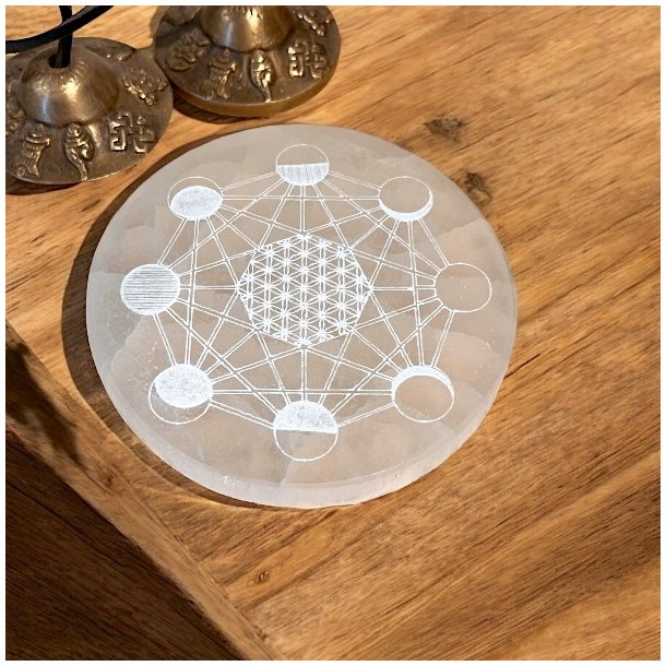 Rund Selenitplade med Mnefaser  10,5 x 1,5 cm