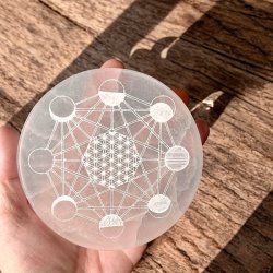 Rund Selenitplade med Mnefaser  10,5 x 1,5 cm