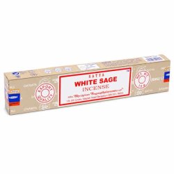 Satya Hvid Salvie h�ndrullede r�gelsespinde 15 g p� hvid baggrund i original �ske.