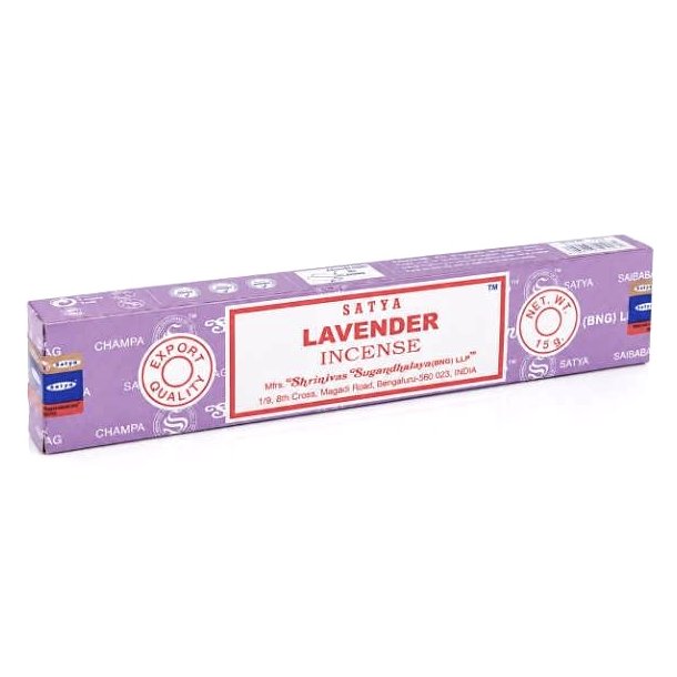 Satya Lavendel h�ndrullede r�gelsespinde 15 g i original �ske p� hvid baggrund.