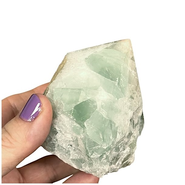 Unik Semipoleret grn fluorit spids 7,1 x 6,5 x 5,2 cm  Healing og positiv energi 