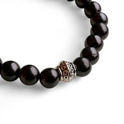 Hndlavet Shungit Krystal Armbnd i gaveske | Elastisk | 8 mm Stenperler | 15,5 -17 cm