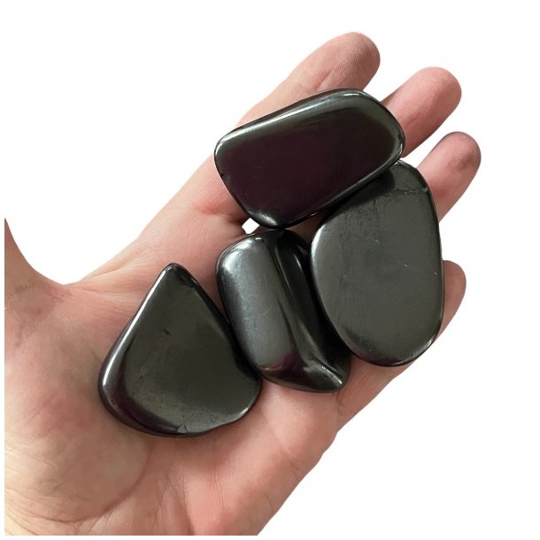 XL Flad Shungit Lommesten | M�l: 4 - 5 cm
