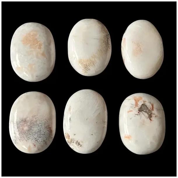 Skolezit h�ndsten / palmstones � ro, klarhed og blid spirituel energi