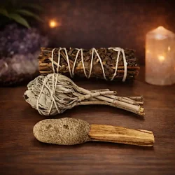 Elementernes Renselse � Spirituel Energisampak med smudgestick, salvie og yerba buena