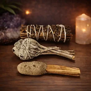 Elementernes Renselse � Spirituel Energisampak med smudgestick, salvie og yerba buena