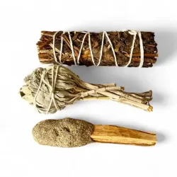 Elementernes Renselse  Spirituel Energisampak med smudgestick, salvie og yerba buena