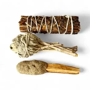 Elementernes Renselse  Spirituel Energisampak med smudgestick, salvie og yerba buena