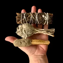 Elementernes Renselse  Spirituel Energisampak med smudgestick, salvie og yerba buena