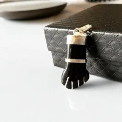 Beskyttende smykkest i sort turmalin med armbnd 17-20 cm og higa vedhng