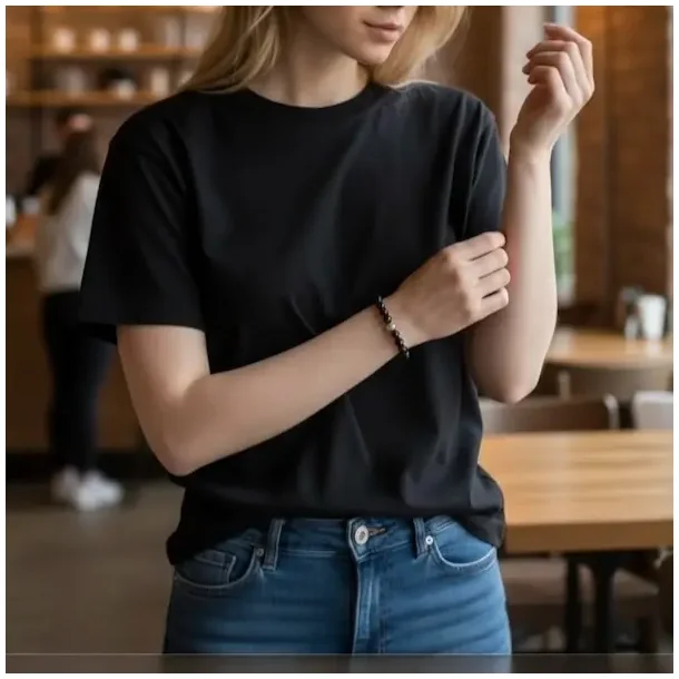 Beskyttende smykkest i sort turmalin med armbnd 17-20 cm og higa vedhng