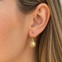 Guldfarvet smykkes�t med sol | Halsk�de &amp; �reringe