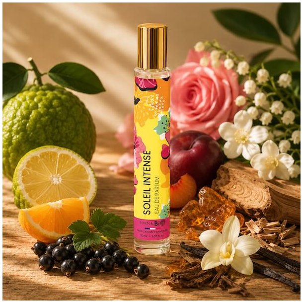 Soleil Intense eau de parfum med solb�r, bergamot, rose, vanilje og rav i varmt og luksuri�st parfumemilj�