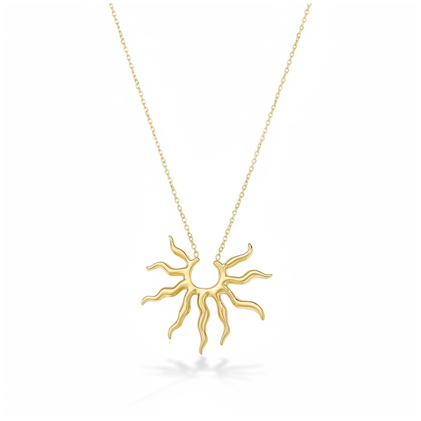 Gylden Solhalsk�de i Forgyldt St�l � Symbol p� Lys, Varme og Indre Kraft