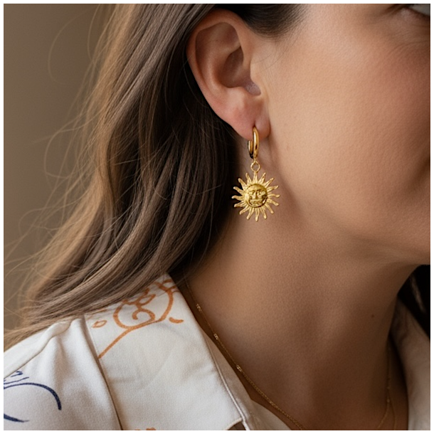 Spirituelle Sol�reringe i Forgyldt St�l � Lys, Gl�de og Indre Styrke