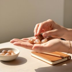 Peach Sunstone lommesten 2�3 cm med m�nestens-shine og blid, opl�ftende energi