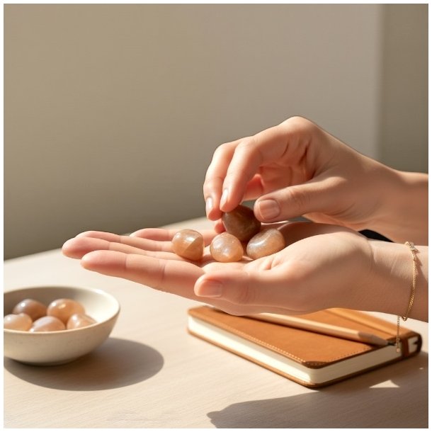 Peach Sunstone lommesten 2�3 cm med m�nestens-shine og blid, opl�ftende energi