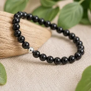 Sort Onyx armb�nd 6 mm krystalarmb�nd � h�ndlavet