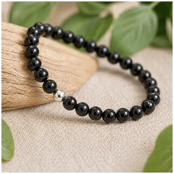 Sort Onyx armb�nd 6 mm krystalarmb�nd � h�ndlavet