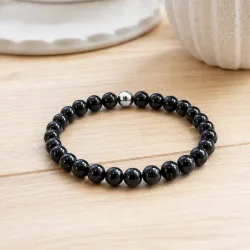 Sort Onyx armb�nd 6 mm krystalarmb�nd � h�ndlavet