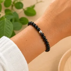 Sort Onyx armb�nd 6 mm krystalarmb�nd � h�ndlavet