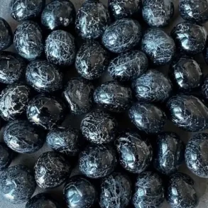 Sort turmalin lommesten, M�l ca. 2,5 - 3 cm