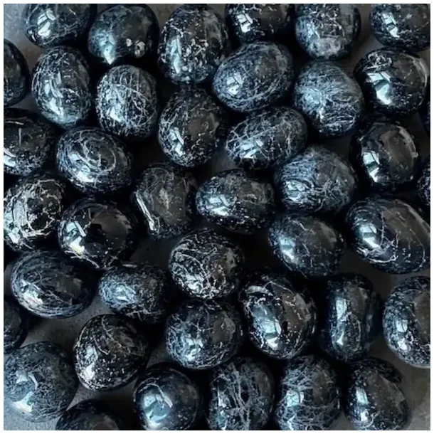 Sort turmalin lommesten, M�l ca. 2,5 - 3 cm