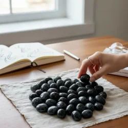 Sort turmalin lommesten, M�l ca. 2,5 - 3 cm