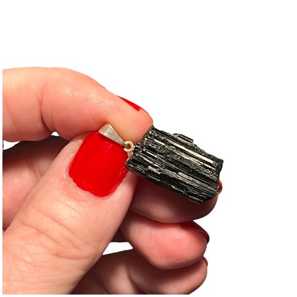 Elegante r sort turmalin vedhng  ca. 2 cm