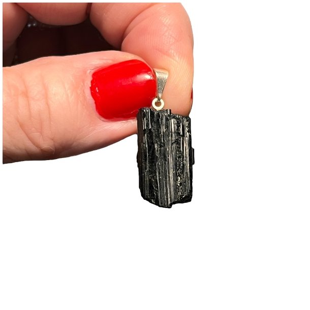 Elegante r sort turmalin vedhng  ca. 2 cm