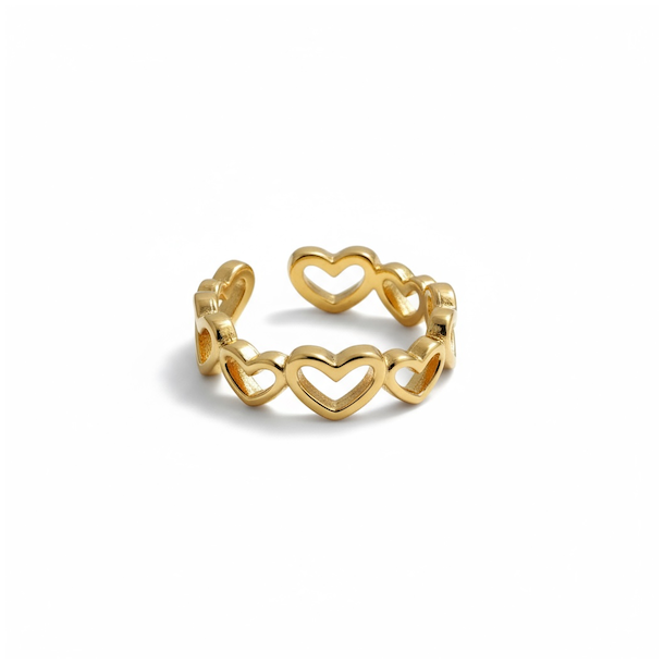 Smukke justerbare spirituelle hjerteringe i forgyldt og stl