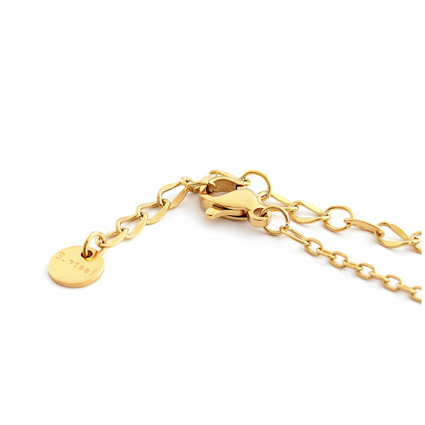 Fluorit halsk�de med sol vedh�ng � Forgyldt st�l 43 cm � Spirituel og energifyldt smykke