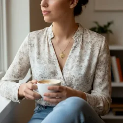 Spirituel Forgyldt Halskde med Solvedhng  Solens Kraft