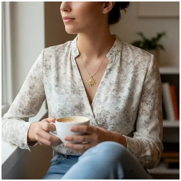 Spirituel Forgyldt Halskde med Solvedhng  Solens Kraft