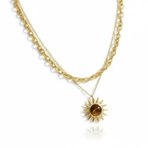 Forgyldt Dobbeltk�de med Sol og Tiger�je � Energi & Styrke