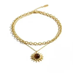 Forgyldt Dobbeltkde med Sol og Tigerje  Energi &amp; Styrke