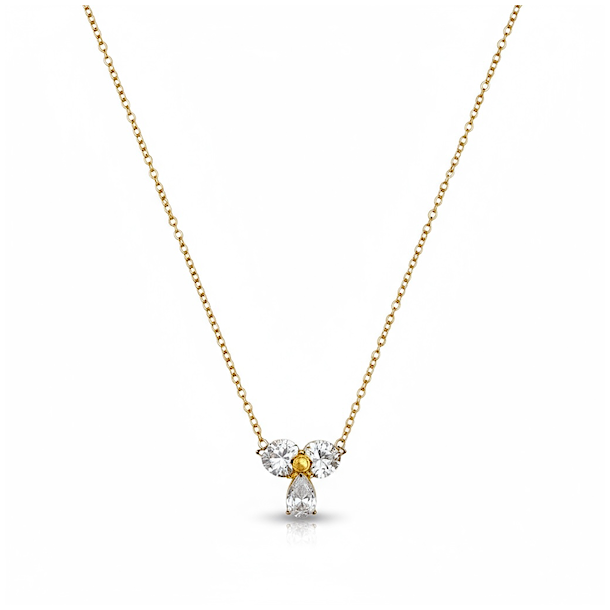 Spirituel halskde med englevedhng og rhinsten  Forgyldt stl 43 cm