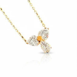 Spirituel halskde med englevedhng og rhinsten  Forgyldt stl 43 cm