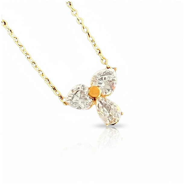 Spirituel halskde med englevedhng og rhinsten  Forgyldt stl 43 cm