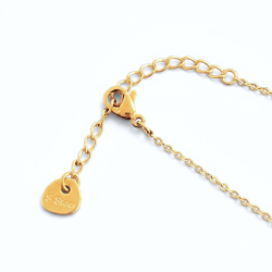 Spirituel halskde med englevedhng og rhinsten  Forgyldt stl 43 cm