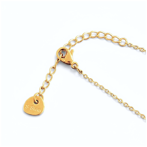 Spirituel halskde med englevedhng og rhinsten  Forgyldt stl 43 cm