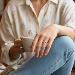 Smuk justerbar forgyldt stlring med kors og klare facetslebne rhinsten