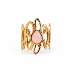 Justerbar Forgyldt Ring med Rosenkvarts � Spirituel K�rlighed