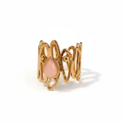 Justerbar Forgyldt Ring med Rosenkvarts � Spirituel K�rlighed