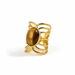 Forgyldt Justerbar Ring med Tiger�je � Mod &amp; Styrke