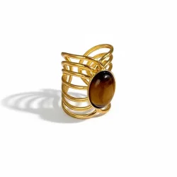 Forgyldt Justerbar Ring med Tiger�je � Mod &amp; Styrke