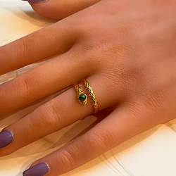 Forgyldt justerbar slange ring med malakit je  spirituelt symbol p transformation